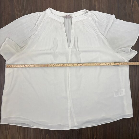H&M Women's Romantic Off-White Sheer Flowy‎ Pleated Blouse Feminine Size XL - Picture 11 of 13